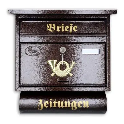Antiker Briefkasten Postkasten mit Zeitungsrolle Nostalgie Kupfer...