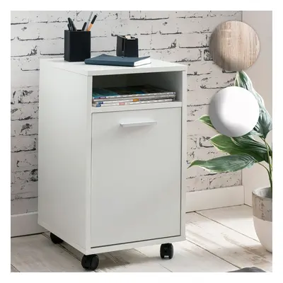 FineBuy Rollcontainer Holz 33x60x38cm Schubladenschrank Büro Container, Schreibtischcontainer mit Tür & Ablage, Bürocontainer Be