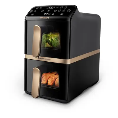 Philips 4000 series Airfryer mit zwei aufeinander gestapelten Körben, Heißluftfritteuse, 10 l, 1,4 kg, Rapid Air, 40 °C, 200 °C