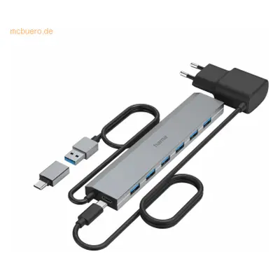 Hama USB-Hub 00200137 7Ports inkl. USB-C Adapter/Netzteil