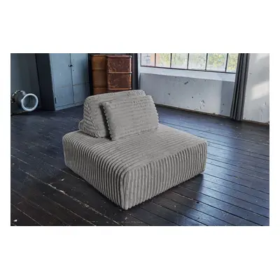 KAWOLA Hocker WIOLO SOFT Polsterhocker mit Rückenkissen Weicher Breitcord grau