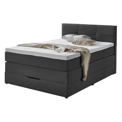 Boxspringbett 140 x 200 cm Bettkasten anthrazit Stoffbezug - KREMS