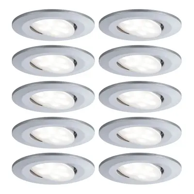 Paulmann Calla flache LED Einbauleuchte, dimmbar, IP65, Neutralweiß schwenkbar, 10er-Set, Chrom matt