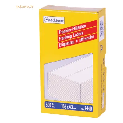 Avery Frankier-Etiketten, weiß, 163 x 43 mm, permanent, Weiß, Rechteck, 163 x 43 mm, Papier, 2 Stück(e), 250 Blätter