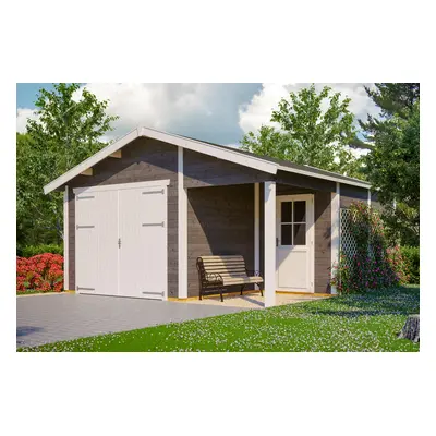 Skan Holz 45 mm Garage Holzgarage Varberg 1/2/3-500 x 525 cm (Varberg 2 schiefergrau)