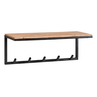 FineBuy Wandgarderobe Akazie Massivholz 70 cm mit Ablage - Garderobenpaneel mit Hutablage - Wand Garderobenleiste Hakenleiste - 