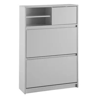 FineBuy Schuhschrank Weiß 71x110x24 cm Schuhkipper Geschlossen, Schuhkommode Modern, Flurschrank mit Ablage, Schuhaufbewahrung F