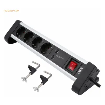 IOIO Steckdosenleiste SL 2425 U 4-fach mit 2x USB silber/schwarz
