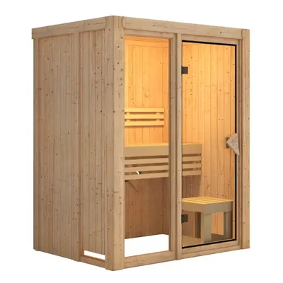 Karibu Sauna Avari 1 Superior mit Fronteinstieg 68 mm - 230 Volt Plug & Play Ohne Dachkranz Ohne Ofen