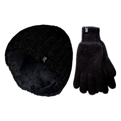 Herren Thermomütze & Handschuh Set für den Winter | Wärmespeicher | Fleece gefüttert - Schwarz