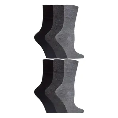 Gentle Grip - 6 Paar Damen Diabetiker-Socken mit Honigkamm-Oberteil und handgekettelten Zehennäh