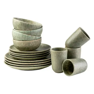 Geschirr-Set, Steinzeug Moos'N'Stein