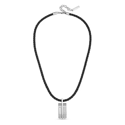 Police PEAGN0038101 Herren-Kette Gripcord Leder Schwarz Edelstahl