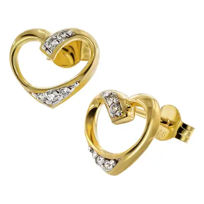 Trendor 41646 Damen-Ohrringe 925 Silber Goldplattiert Zirkonia-Herz