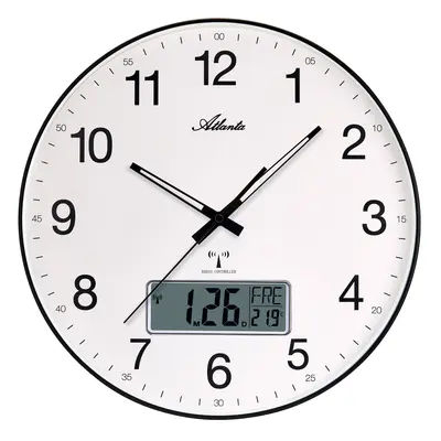 Atlanta 4573 Wanduhr mit Funkempfang Ana-Digi Schwarz