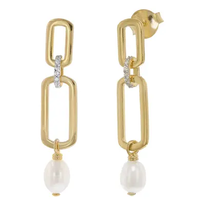 Trendor 15808 Damen Ohrringe mit Perlen 925 Silber Vergoldet Ohrhänger