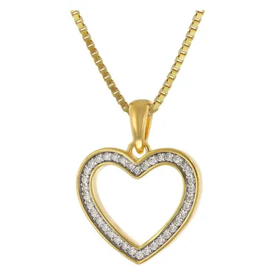 Trendor 41210 Damen-Halskette Herz-Anhänger mit Zirkonia 15 mm Gold auf Silber