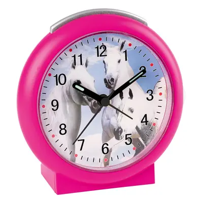 Atlanta 2121/8 Kinderwecker mit Leisegang Pink Pferde