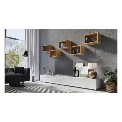 Mediawand Wohnwand 7 tlg - KAVOS 20 - Weiss Hochglanz