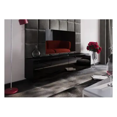 Mediawand Wohnwand 2 tlg - NEXI XL 11 - Schwarz Hochglanz