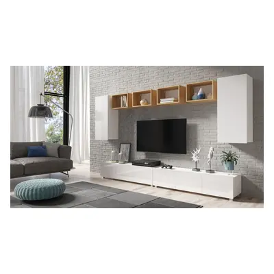 Mediawand Wohnwand 8 tlg - KAVOS 26 - Weiss Hochglanz
