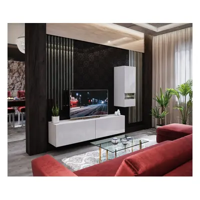 Mediawand Wohnwand 3 tlg - NEXI XL 13 - Weiss Hochglanz und inkl.LED