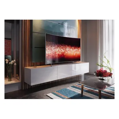 Mediawand Wohnwand 3 tlg - NEXI XL 12 - Weiss Hochglanz