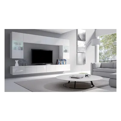 Mediawand Wohnwand 6 tlg - LABRI 1 - Weiss Hochglanz