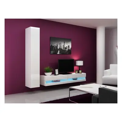 Mediawand Wohnwand 2 tlg - SENTIC 9 - Weiss Hochglanz