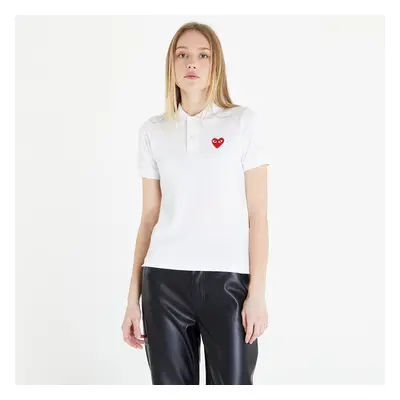 T-shirt Comme des Garçons PLAY Heart Logo Polo Short Sleeve Tee White