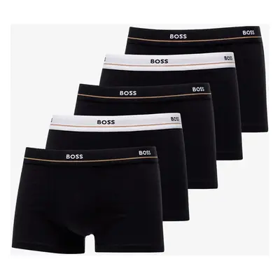 Hugo Boss Stretch-Cotton Trunks With Logo Waistbands 5-Pack Black