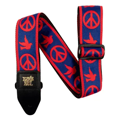 Ernie Ball Jacquard Strap Red and Blue Peace Love Dove