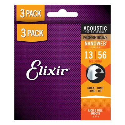 Elixir Nanoweb Phosphor Bronze Medium 3-Pack