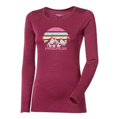 PROGRESS HELA LANDSCAPE Merino-Shirt für Damen, weinrot, größe