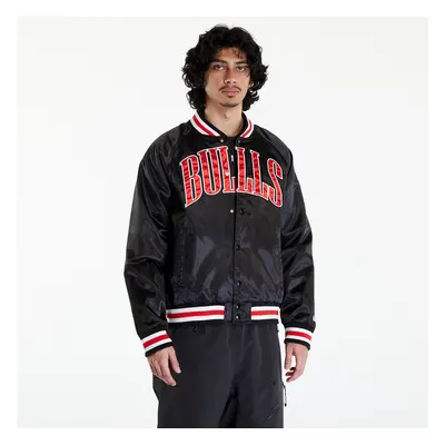 Bomber New Era Chicago Bulls NBA Applique Satin Bomber Jacket UNISEX Black/ Front Door Red