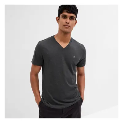 T-shirt GAP Micro Logo Vee Neck Tee Charcoal Grey