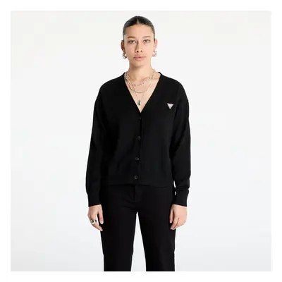 Pullover Guess JEANS Silk and Wool-Blend Mini Triangle Cardigan Jet Black A996