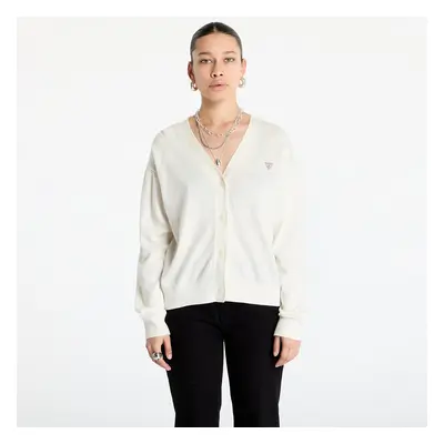 Pullover Guess JEANS Silk and Wool-Blend Mini Triangle Cardigan Warm White