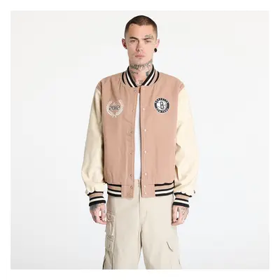 Bomber New Era Brooklyn Nets NBA Lifestyle Beige Varsity Jacket UNISEX Beige