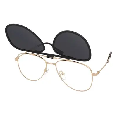 Crullé Profound C2 | Brille mit Sonnenclip | Virtuelle Anprobe | Unisex | Metall | Pilot | Gold