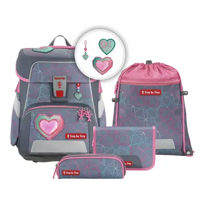 Schulranzen SPACE - 5-teiliges Set, Step by Step Glitter Heart Hazle