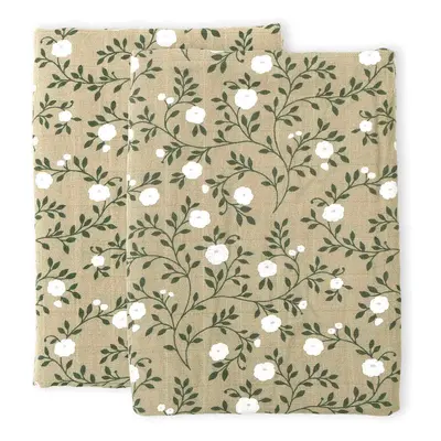 A Little Lovely Company - Musselintuch 2-Pack, Blüte - dark sage