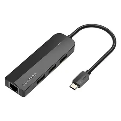 Vention Typ C (USB-C) auf x USB 2.0 / RJ45 / Micro-B HUB - 0,15 m - schwarz - ABS Type
