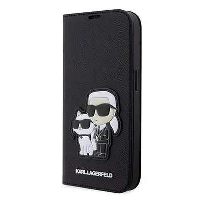 Karl Lagerfeld PU Saffiano Karl and Choupette NFT Book Case für iPhone Pro Max Black