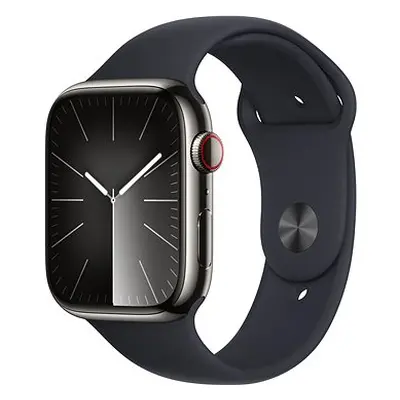 Apple Watch Series 45mm Cellular Edelstahlgehäuse Graphit mit Sportarmband Mitternacht - S/M