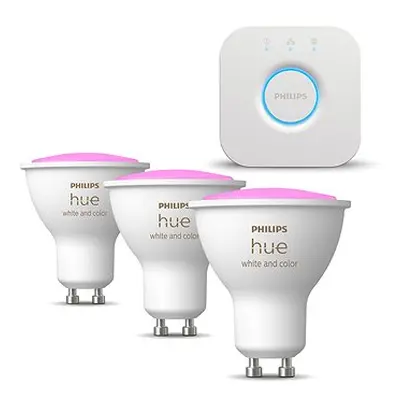 Philips HueWCA 4,3 Watt GU10 EUR + Philips HueWCA 4,3 Watt GU10 2P EUR + Philips HUE Bridge EU