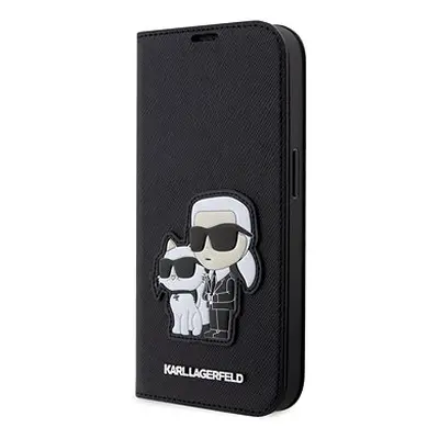 Karl Lagerfeld PU Saffiano Karl uad Choupette NFT Book Case für iPhone Pro Black