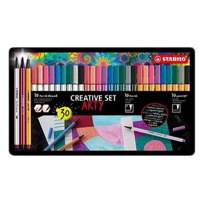 STABILO Pen brush, Pen & point - ARTY - 30er Set in Dose - Stück Pen brush, Stück