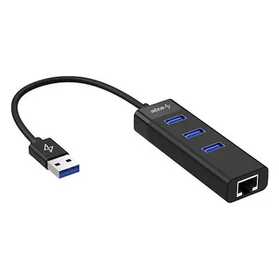 AlzaPower Core USB-A (M) für x USB-A (F) mit LAN - schwarz