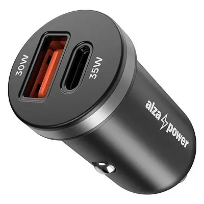 AlzaPower Car Charger P100 USB-A + USB-C Power Delivery 35W schwarz